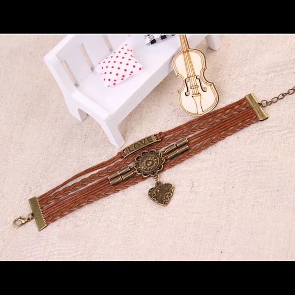 Bronze Leather Love Bracelet - Picture 3 of 4